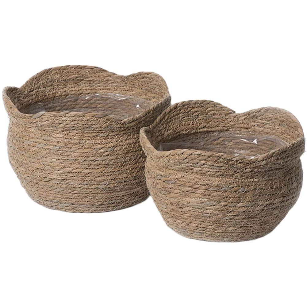 Woven Plant Pot Basket Made of Natural Straw with Liner for Home Interior Decor Rustic Charm 28cm or 30cm Height