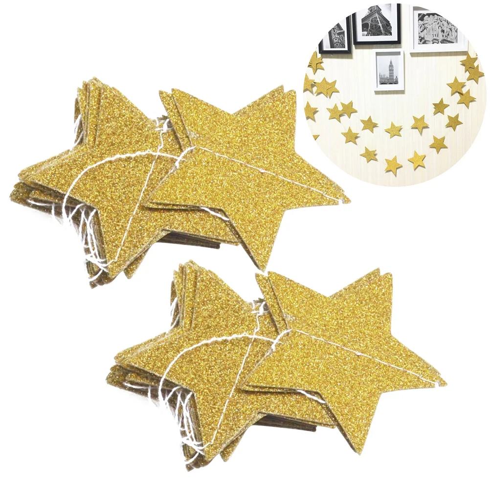 2 Pcs 10cm Wedding Decorations Christmas Wreath Gold Star Banner Golden Garland