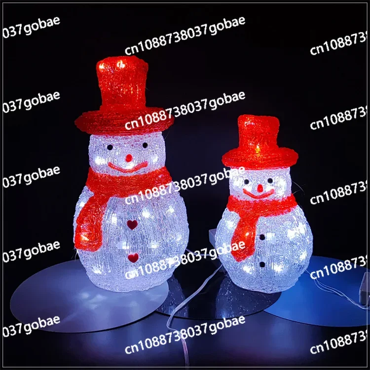 Illuminated Christmas snowman, decorative scene arrangement props snowman ornament