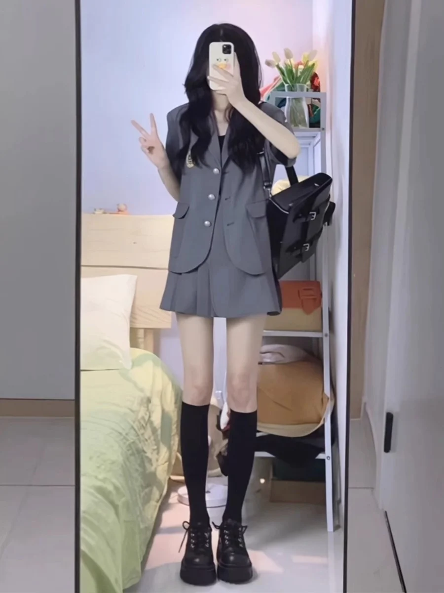 

Ay корейский женский костюм свободного кроя, лето 2024, модный профессиональный элитный ансамбль для миниатюрных дам