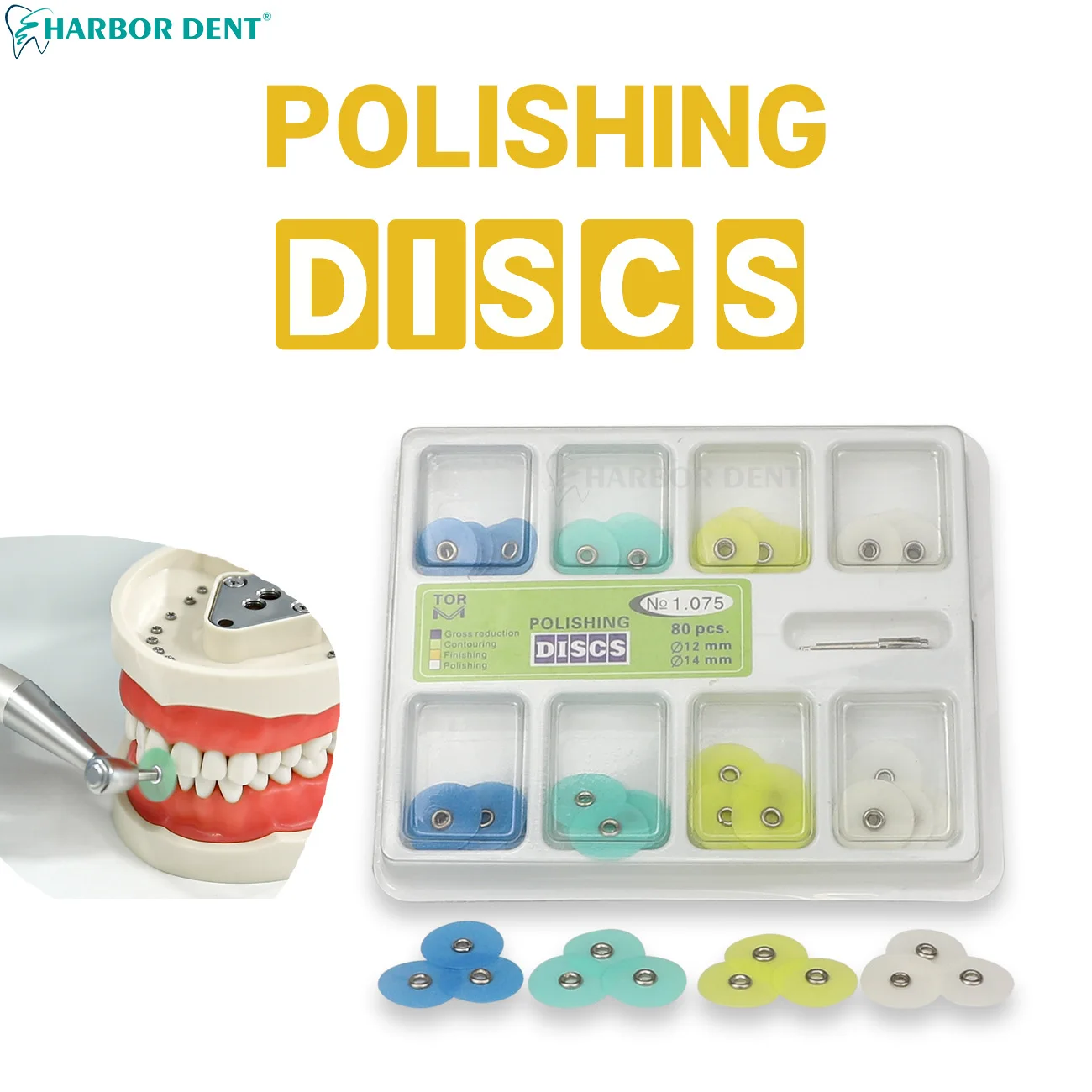 

80PCS/Box Dental Polishing Discs Gross Reduction Contouring Mandrel Teeth Whitening Material Dentistry Consumables Stripes