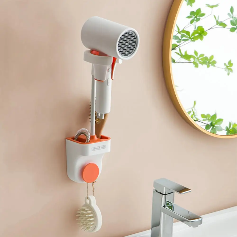 Bathroom Free Punch Hair Dryer Rack Punch Free Wall Mount Home Adjustable Hair Dryer Bracket Universal Stable Shower Holder