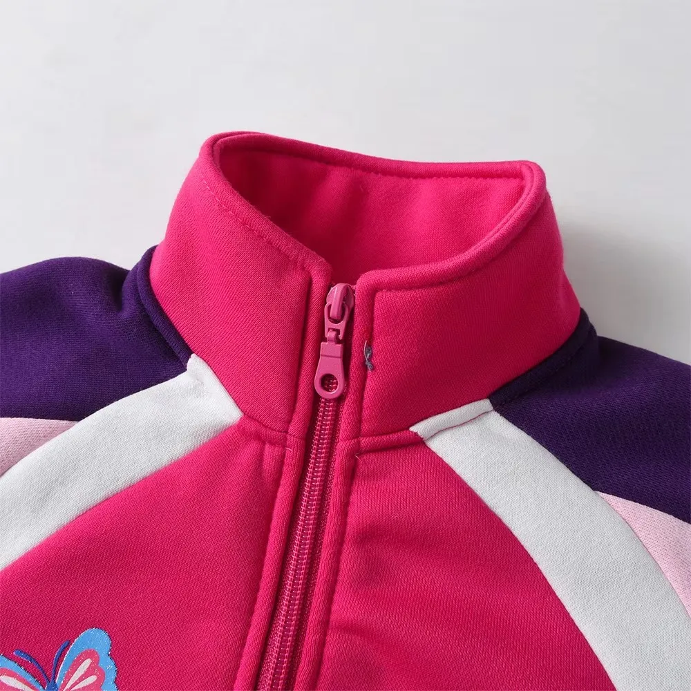 VIKITA Kinder Herbst-Winter-Jacken Mädchen Schmetterling Cartoon-Print Oberbekleidung und Mäntel Kinder Reißverschluss Warme Dicke Sport-Freizeitjacken – Detail 3