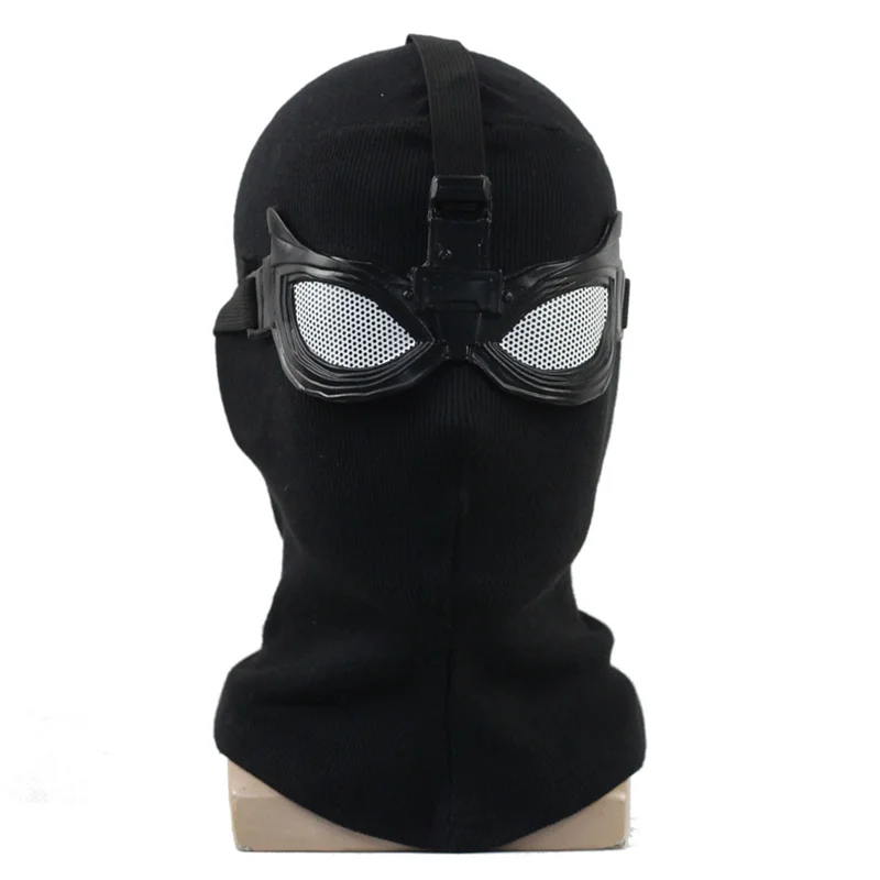 Superhero Peter Parker Spider Mask Cosplay Stealth Suit Black Helmet Halloween Masquerade Party Costume Props