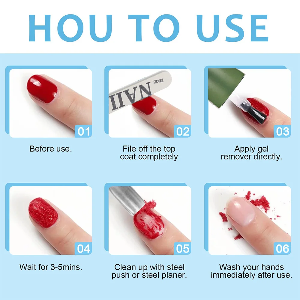 SIKEZHAN Fast Magic Gel Remover Quick Clean UV Gel Polish Acrylic Soak Off Base Top Coat Peeling Remover with Nail Art Tools view 5