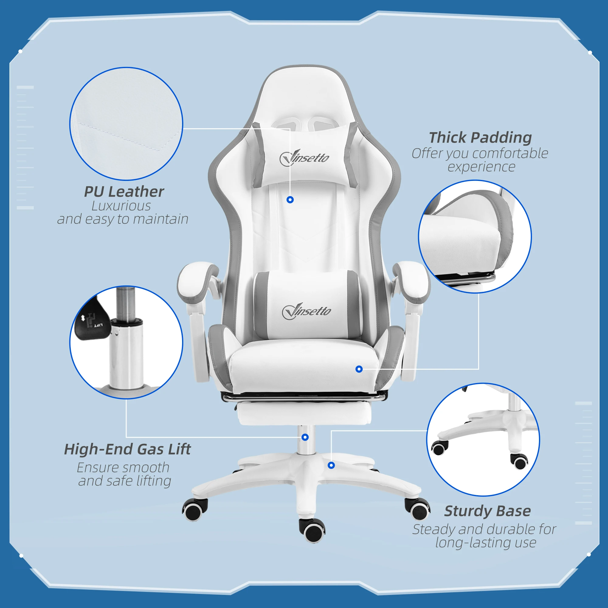 Vinsetto Racing Style Gaming Chair with Reclining Function Footrest