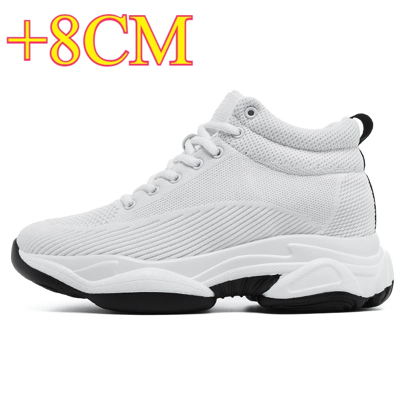 

Men's 8cm Inner Height Increase Mesh Shoes, Heightening Sports and Casual Shoes, Invisible Inner Height Increase 6cm White Shoes