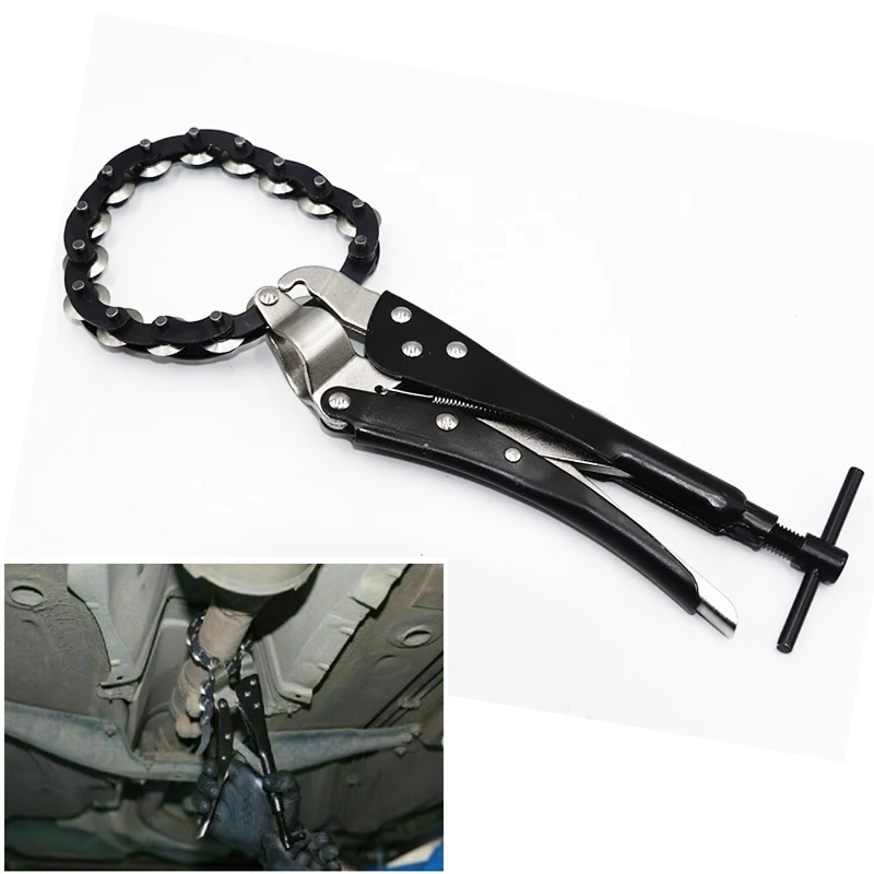 Heavy Duty Chain Pipe Cutter Locking Pliers Car Exhaust Tube Cutting Max Cut 80mm Diameter