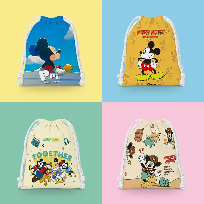 En Stock, paquete de Mickey, bolsa de bolsillo con cordón de dibujos animados, bolsa de almacenamiento de Minnie, bolsa de maquillaje, bolsa de aseo portátil al por mayor