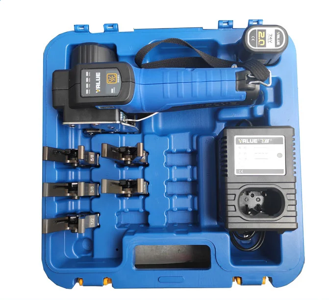 VALUE Tragbarer kabelloser DC-Rohr-Expander mit Li-Batterie, Bördelwerkzeug VEF-1, patentierte Klemme, schnelle Handhabung von Kupferrohren
