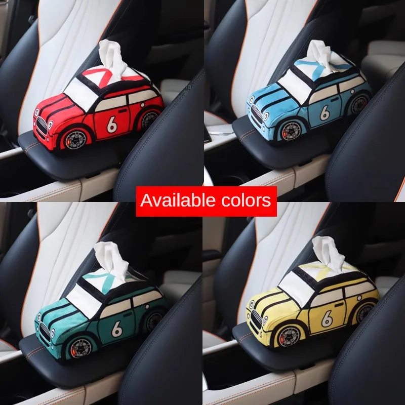 Cartoon Car Tissue Box Armrest Holder Multifunctional Paper Drawer Storage Bag Chair Backseat Hanging Organizer For Home Car