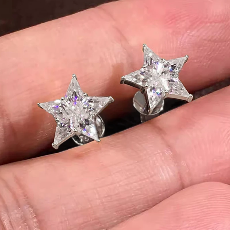 Huitan Charmante Damen-Ohrstecker, sternförmig, frischer Stil, Hochzeit, tägliche Verlobung, Modeaccessoires, Schmuck, eingelegt, glänzend, CZ – Detail 11
