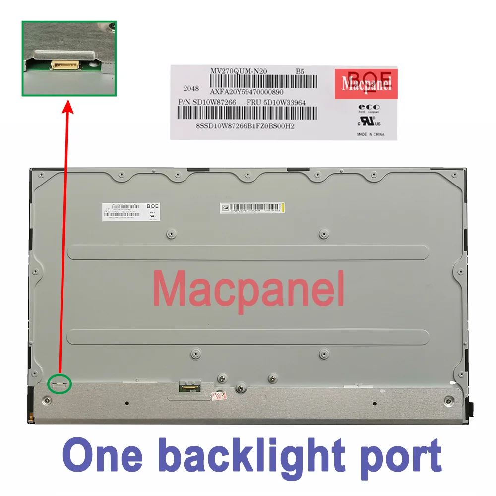 Imagem -02 - Polegadas Original Novo 4k Lcd Screen Mv270qum Mv270qum-n20 Mv270qum N20 com Dois Conectores Backlight 27