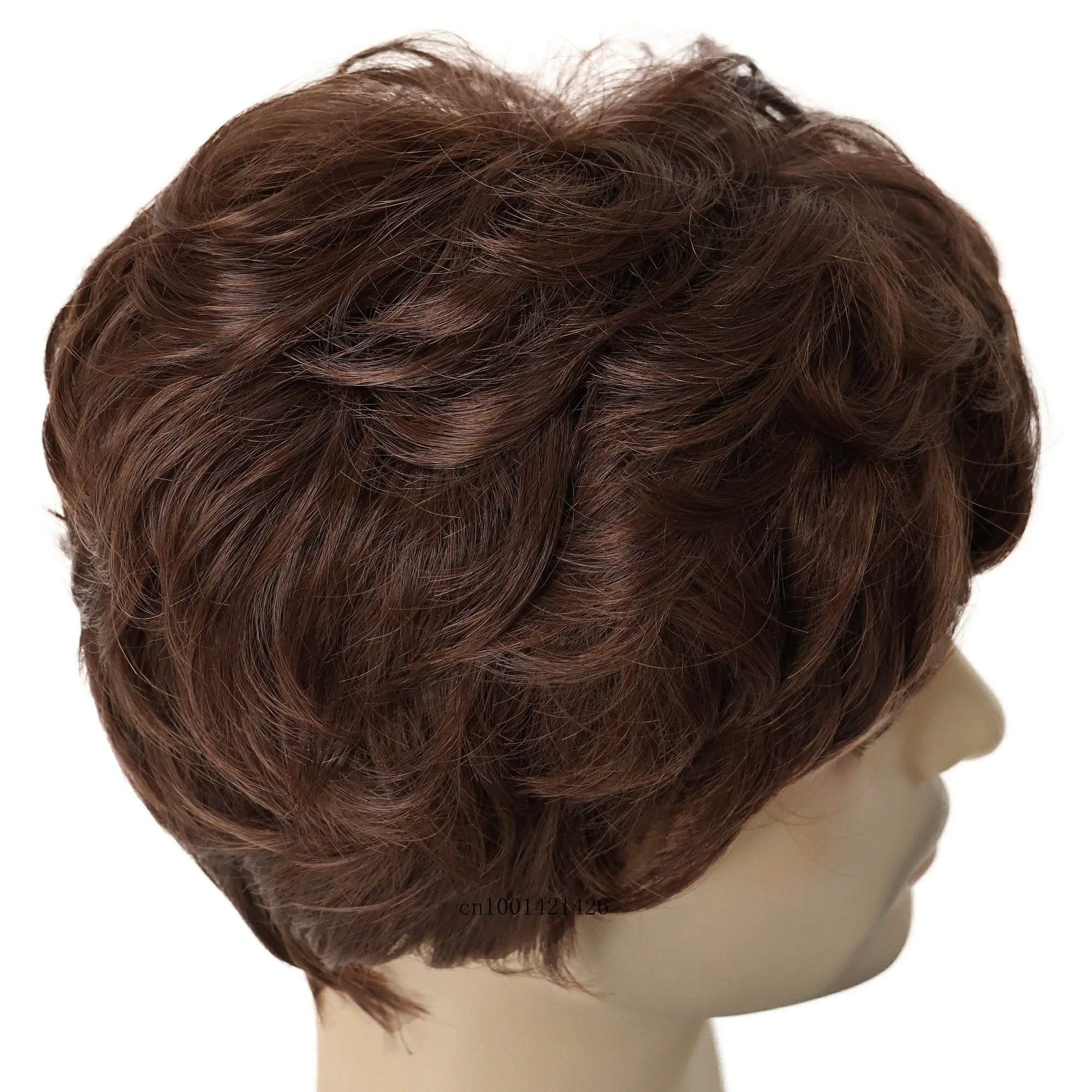 Rambut sintetis coklat Wig keriting pendek untuk pria gaya rambut alami kostum rambut Halloween Wig pria pesta karnaval Cosplay Wig Daddy