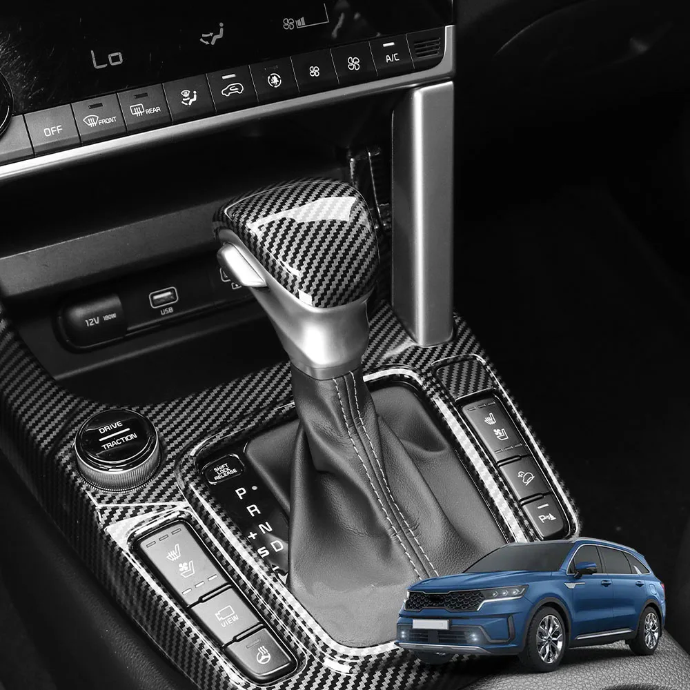 

Для Kia Sorento MQ4 2021-2025 ABS из углеродного волокна, консоль, рычаг переключения передач, накладки на ручку переключения передач, чехол для салона автомобиля LHD/RHD