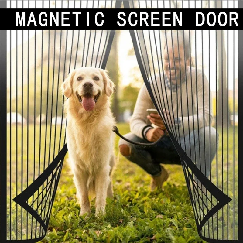 Multiple Door Types Black Vertical Bar Diamond Mesh Screen Door Breathable Insect Proof Door Curtain Home Partition Screen Panel