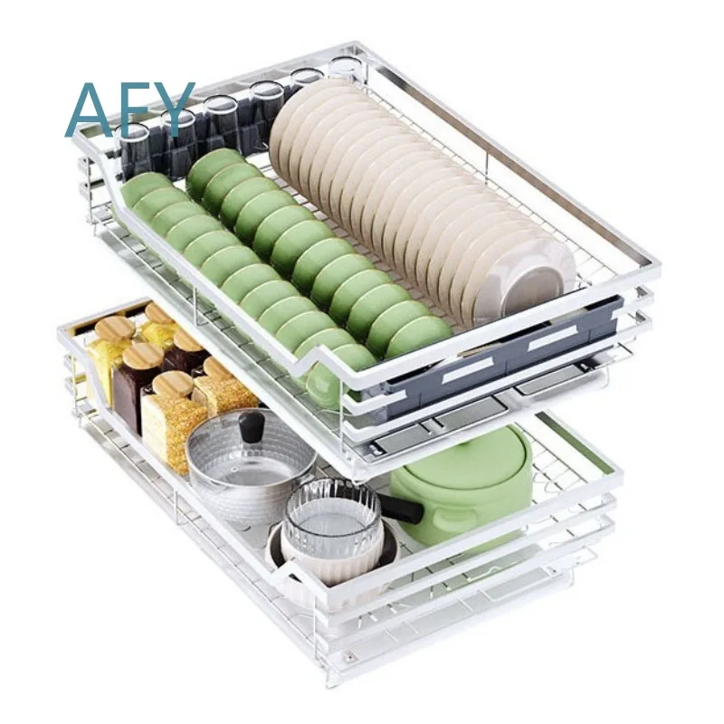 Basket Kitchen Stainless Steel Dish Cabinet for Double Toilet Bowl Rack with Blue Drawer Seasoning Organizer Storage Rack for