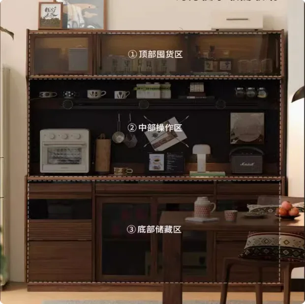 

Customizable living room wall storage Nordic solid wood tea modern simple storage cabinet