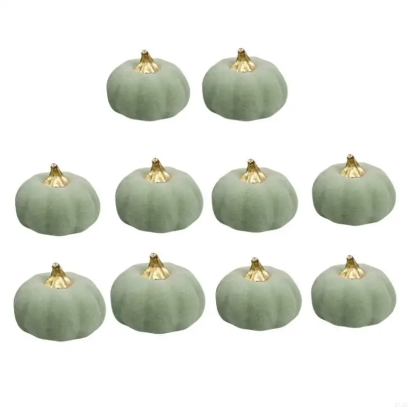 

10Pieces Artificial Pumpkins Vintage Green Foam Pumpkins Fall Decoration 37JD