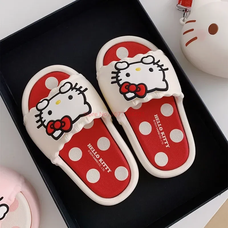 Sanrio Kawaii Hello Kitty Slippers Women Summer Casual Anti Slip Eva Slippers Cartoon Kawaii Style Aesthetic Thick Sole Shoes