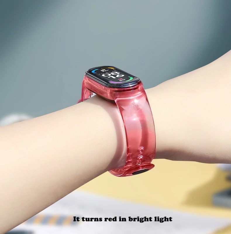 Transparent color changing  watch band For Xiaomi Mi band 7 6 5 4 3 Replacement Smart watchband Bracelet for Mi band 5 Strap