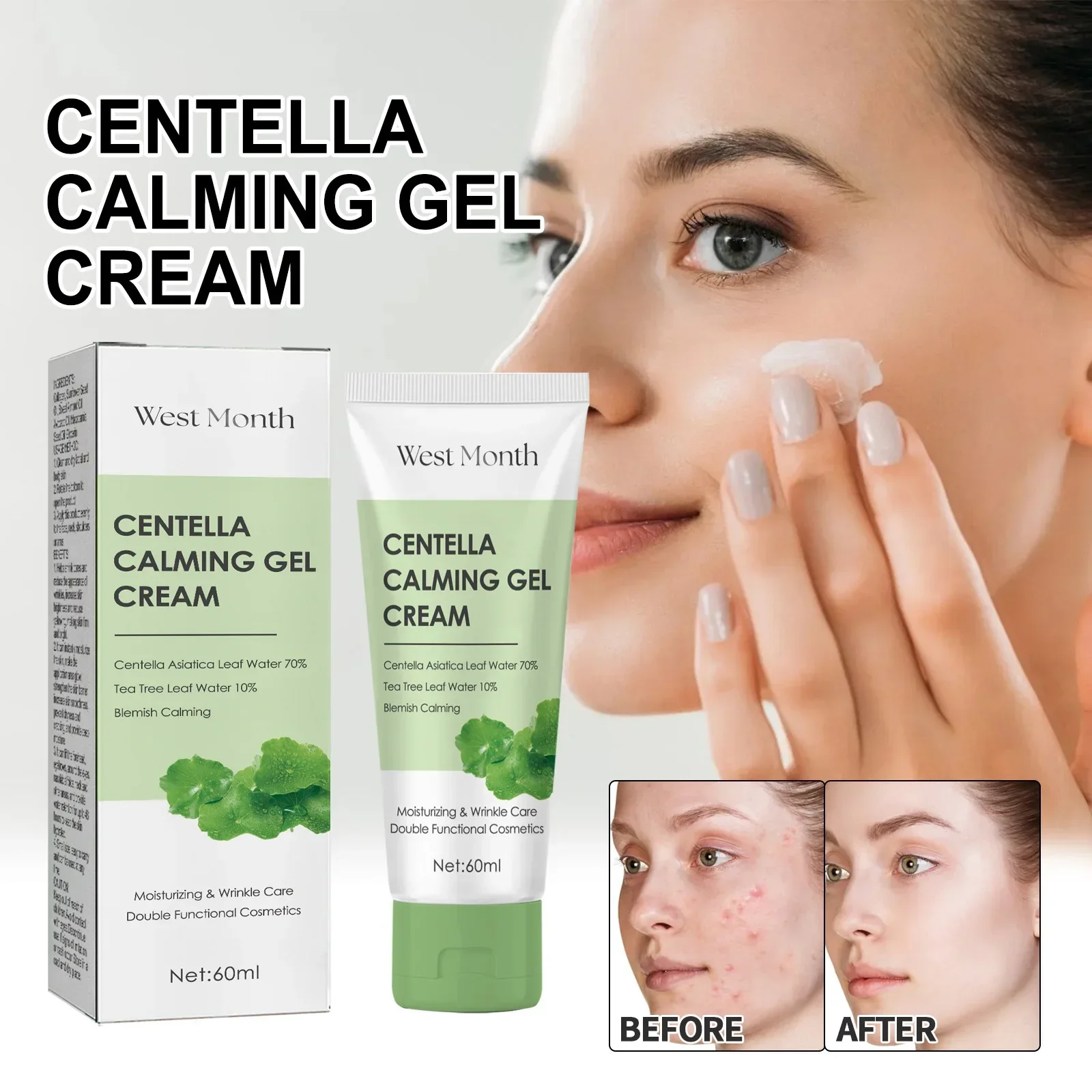 60ml West & Month Centella Asiatica Moisturizing Cream Brightening Skin Tone Firming Skin in Fading Wrinkle Whitening Cream