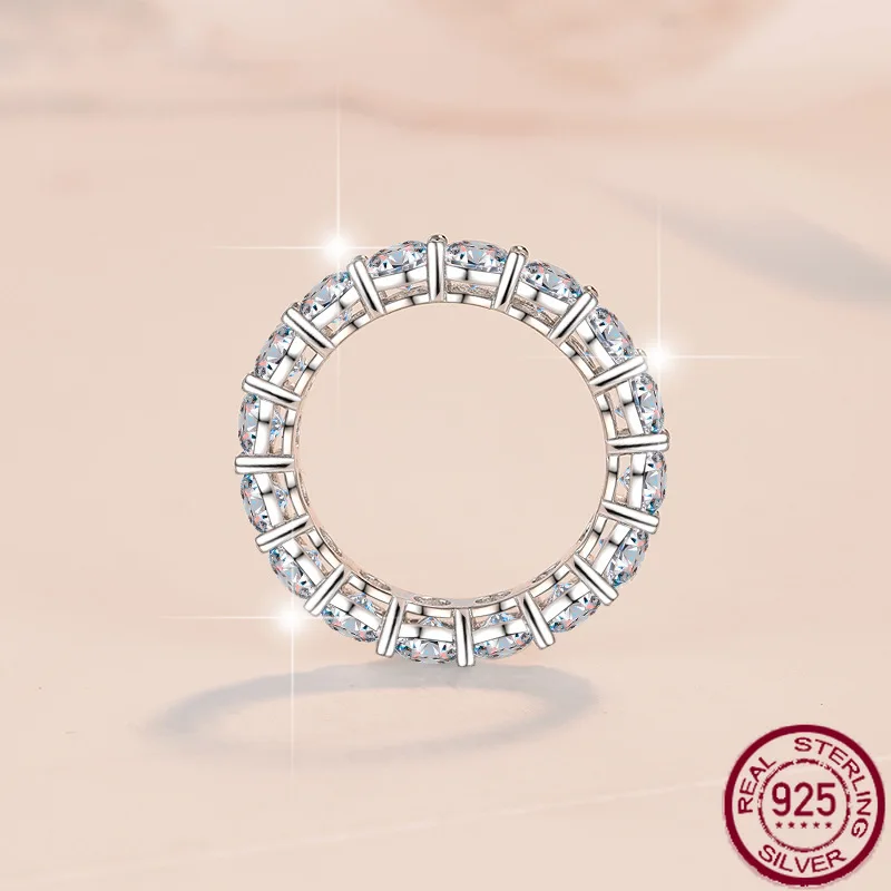 

New Cuban full diamond pave ring moissanite ring for women fashion versatile s925 pure silver ring wedding jewelry