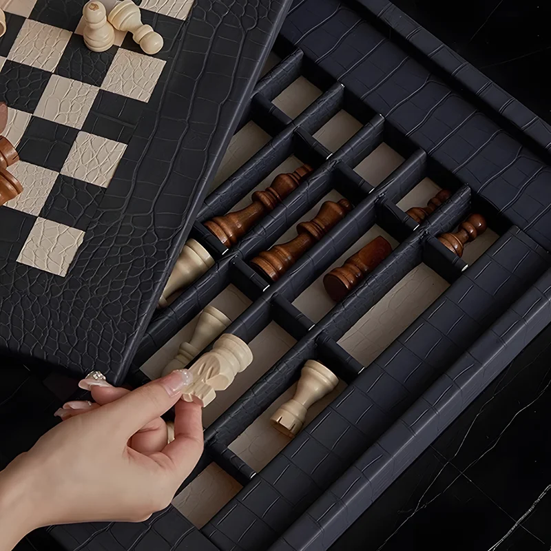 شطرنج جلد التمساح العليا، هدايا الأعمال، شطرنج خشبي، شطرنج درج الفارس الألماني، لعبة لوحة التخييم في الهواء الطلق، لعبة الشطرنج