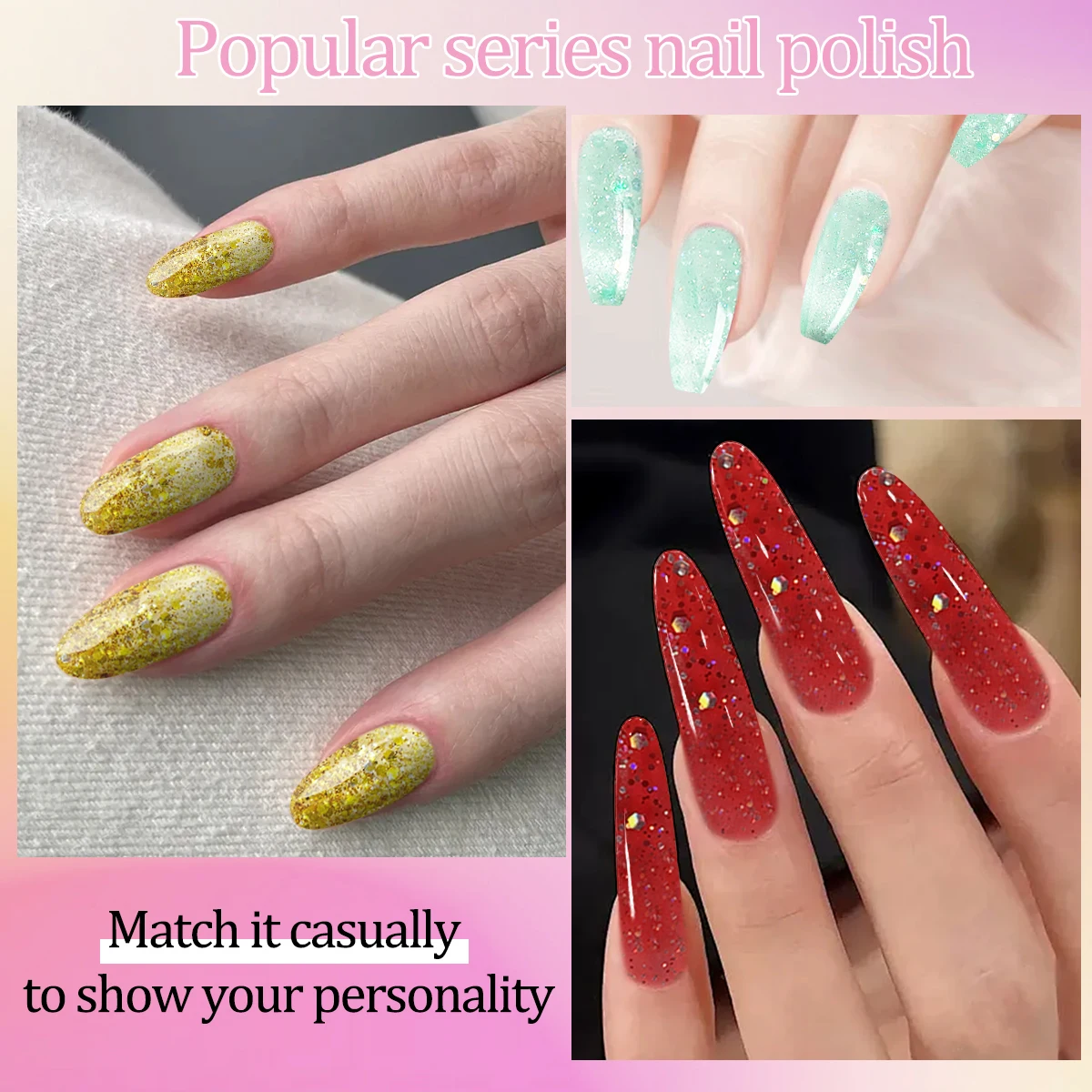 Faandin 4 قطع/مجموعة 7 مل * 4 قطع، تطبيق أكثر سمكًا للحصول على نتائج أفضل، بريق كبير عصري ومبهر، لون غني، مجموعة طلاء أظافر جل لامع، هدية مثالية، جل طلاء أظافر قوي ويزيل، جل طلاء أظافر للبيع بالجملة لصالونات الأظافر، صالونات الأظافر #2