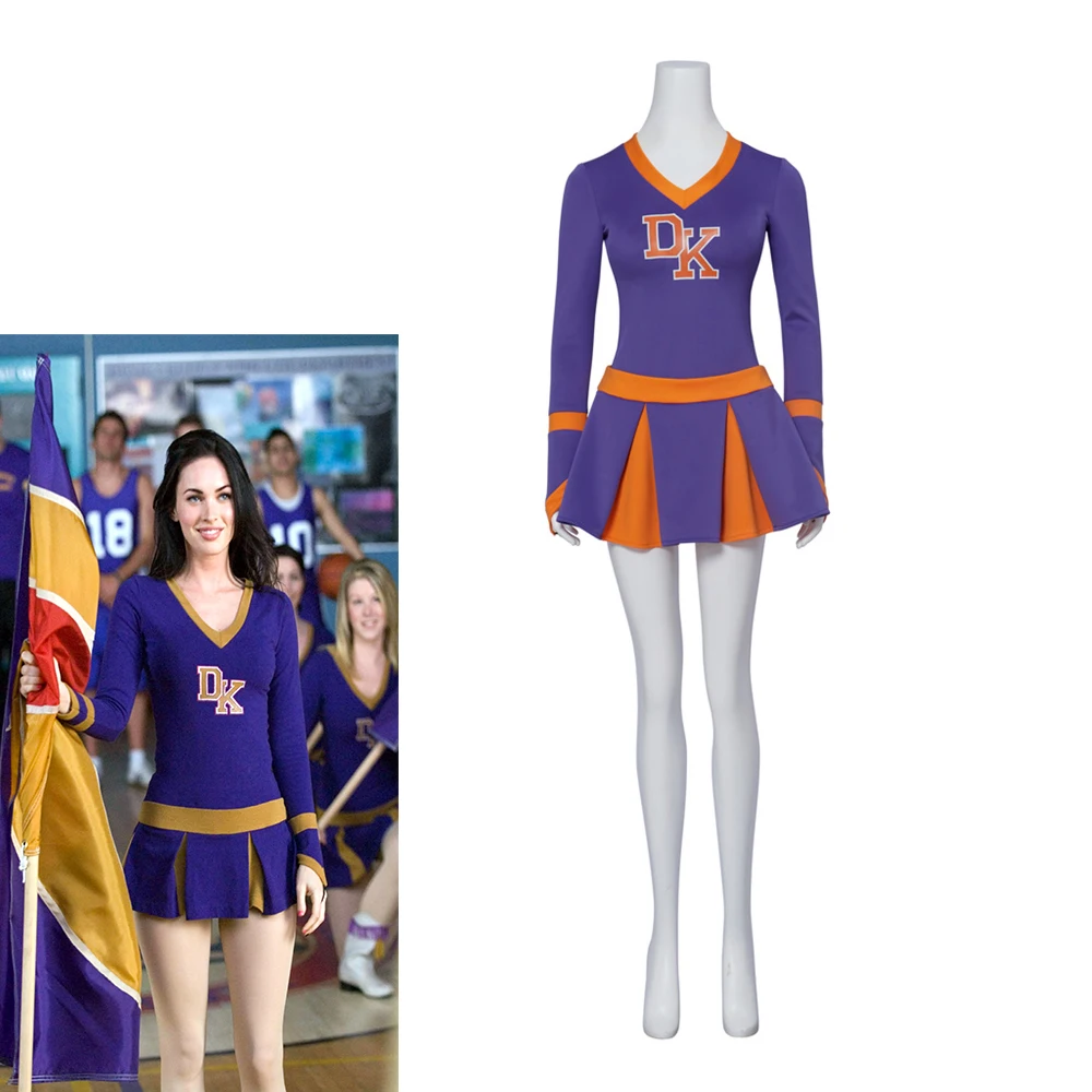 

Movie Jennifer Check Cheerleader Costume Women's High School Purple Long Sleeve Skirt Suits Student Cosplay Uniform Outfits