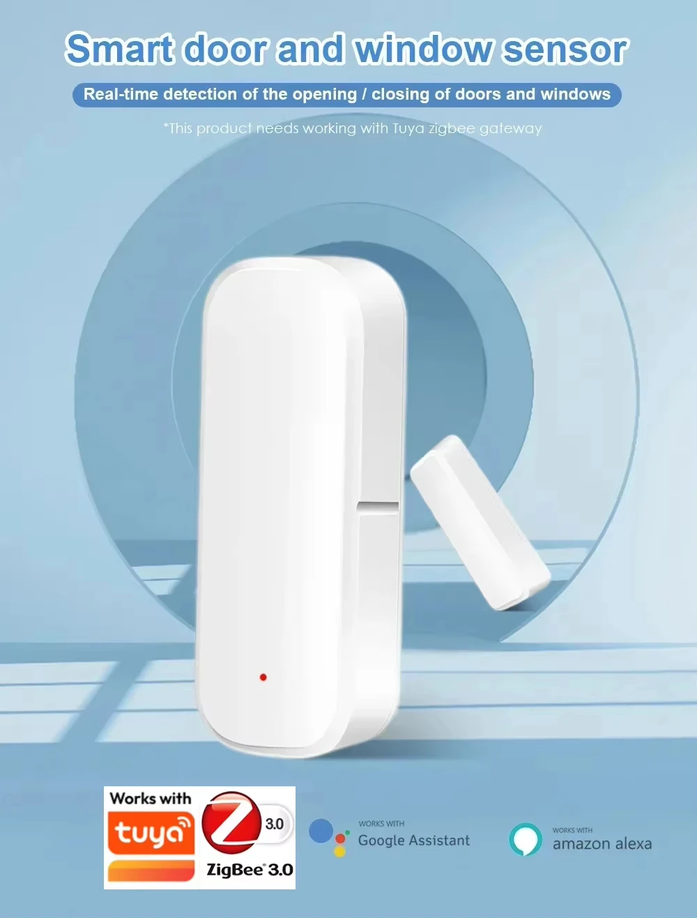 Zigbee 3.0 Tür- und Fenstersensor, Sicherheits-Magnetkontakt-Detektor, APP-Fernalarm für Alexa, Google Home Hub erforderlich – Detail 5