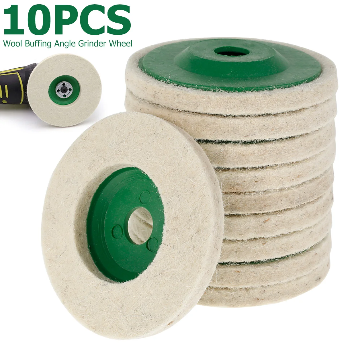 Disco de pulido de fieltro para amoladora angular, almohadillas de pulido de lana para Metal, mármol, vidrio, cerámica, 4 pulgadas, 100mm, 10 piezas