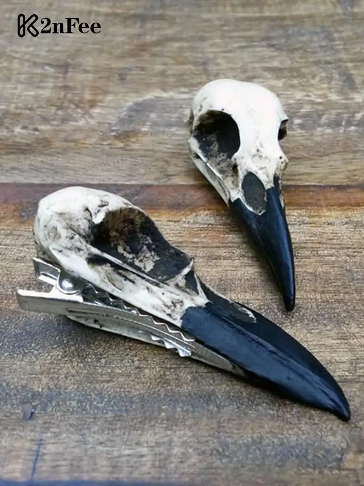 Goth Fashion Simulation Skeleton Crow Head Hairpin Dark Creative Horror Fun Hair Clip For Women Halloween Party Hair Accessories image 6