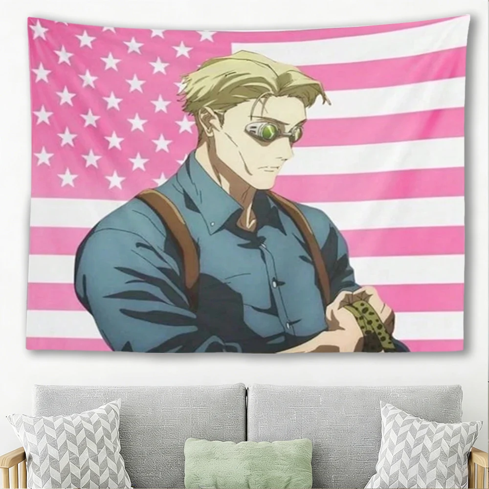Jujutsu Kaisen Nanami Kento Anime Tapestry Pink American Flag Portrait Print Wall Hanging Background Cloth Bedroom Dorm Decor