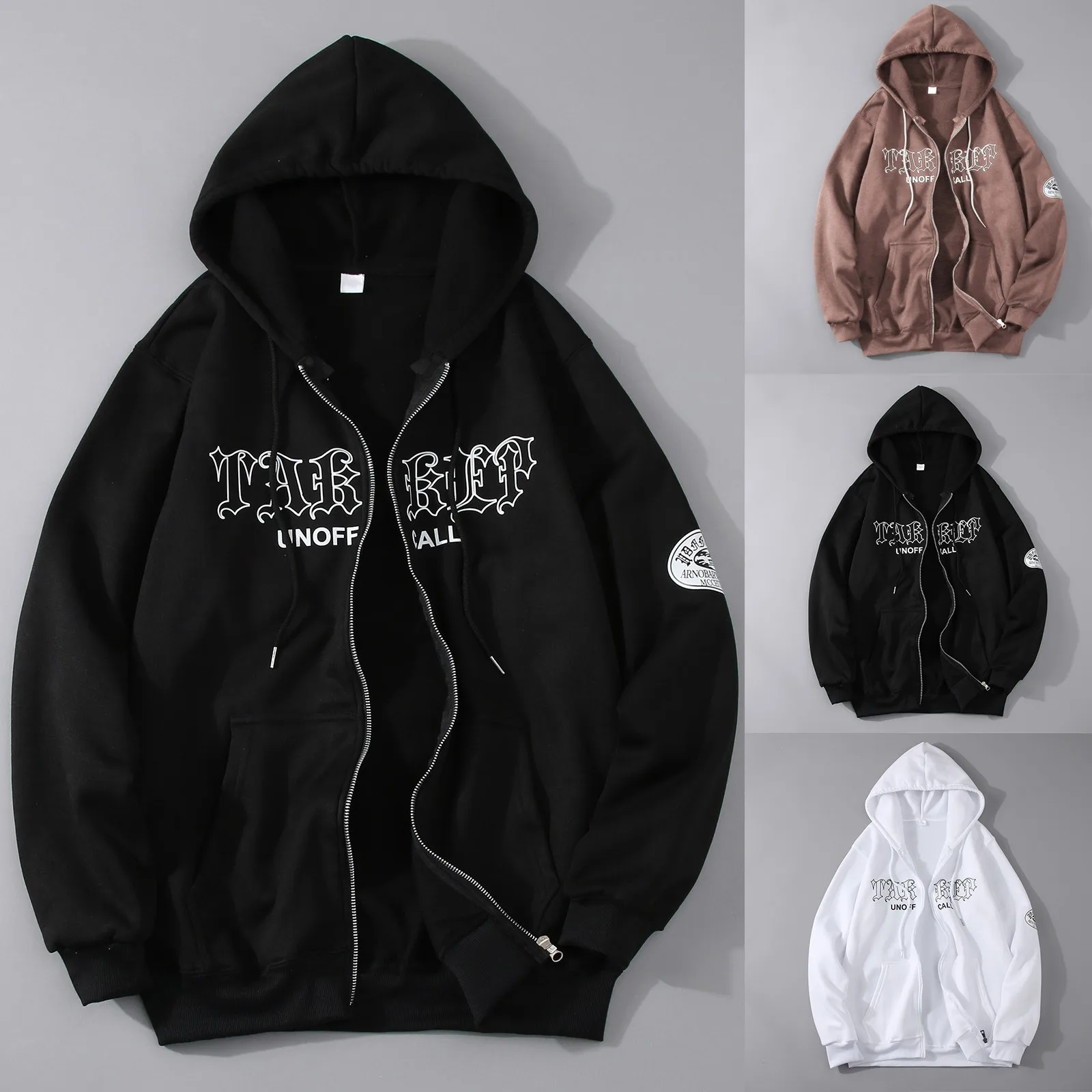 Women\'s Sweatshirt Zip Up Hoodies Hip Hop Fashion Unisex Drawstring Sweat Jacket Print Hooded Hoodies Retro Harajuk Casual Y2K