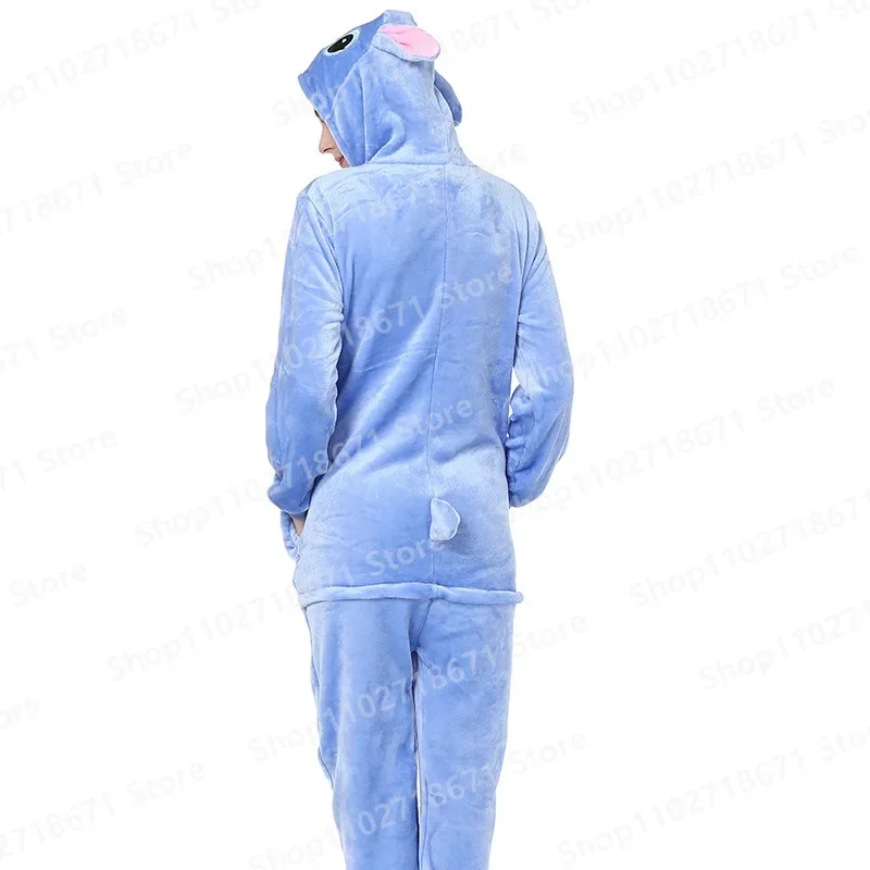 Disney-Lilo e Stitch Pijama Set para Homens e Mulheres, Traje Cosplay, Onesies, Flanela, Animal, Bonito, Pijamas De Inverno, Presente