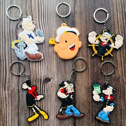 Hot Sale Popeye Sailor Cartoon PVC Key Chain Olive Oyl Bobbi Fashion Classic Anime Children's Favorite Childhood Gifts Key Ring