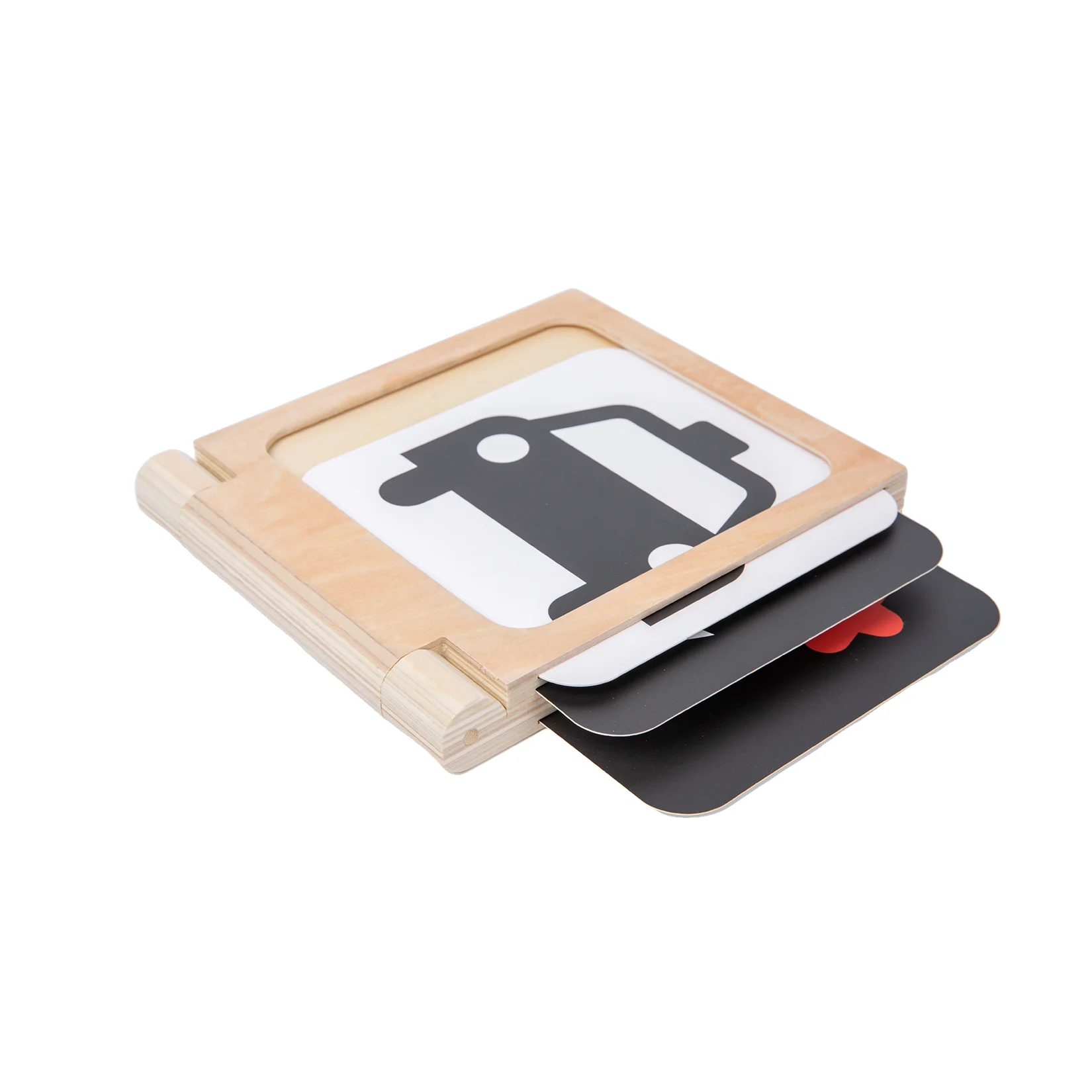 Montessori Black and White Cards w/ Wood Frame Tummy Time Book Newborn Mirror Game Senory Toys Visual Sense Early Development