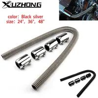 Kit de manguera de radiador de acero inoxidable para refrigeración de motor de coche, Universal, 24 "", 36"", 48 "", con abrazadera de tapa cromada