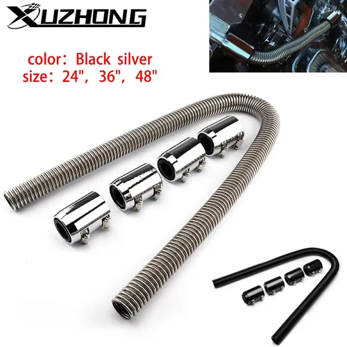 Imagen 1 del producto Kit de manguera de radiador de acero inoxidable para refrigeración de motor de coche, Universal, 24 "", 36"", 48 "", con abrazadera de tapa cromada