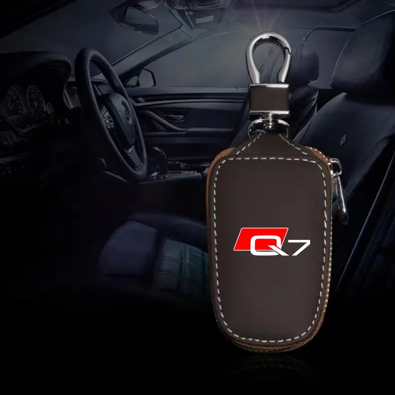 Universal Car Key Case Car Remote Key Case Cover Leather Car Keychain For Audi A3 A4 A5 A6 A7 A8 Q3 Q5 Q7 Q8 Car Accessories