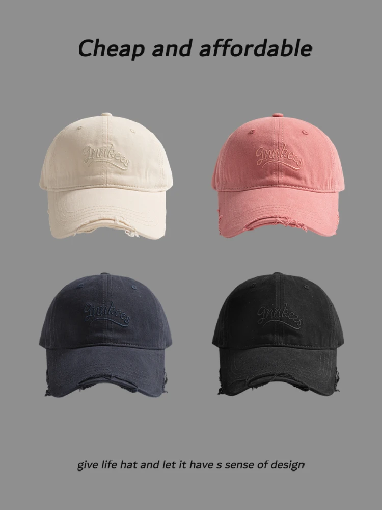 

Embroidered baseball cap women's spring summer wide brim shows the face small peaked cap shade versatile