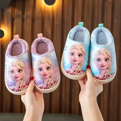 Disney Frozen Princess Elsa pantofole in cotone per bambini autunno inverno scarpe da interno per bambini moda cartone animato pantofola calda per bambina