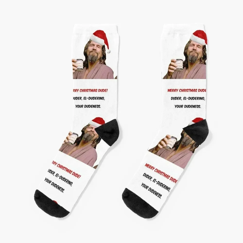 Merry Christmas dude, Big Lebowski Christmas cards & gifts Socks valentine gift ideas cool custom sports Boy Child Socks Women's