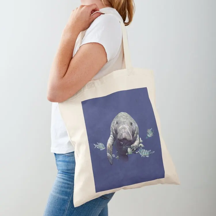 

Manatee Tote Bag university shopper bag foldable reusable bag Reusable bags Fabric