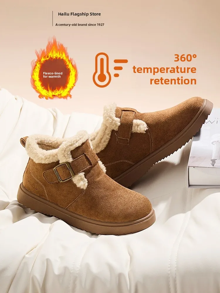 

Warm Fce Lined Winter Boots Women's Anti-Slip Snow Boots ort Booties Casual Sle round Toe Synthetic Leather Booties