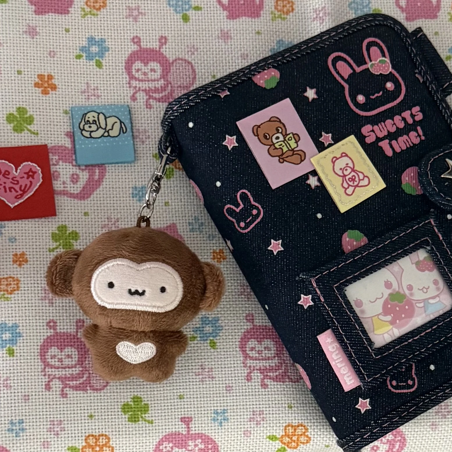Ugly Cute Monkey Plush Keychain,Kawaii Y2K Bag Charm Pendant, Backpack Journal Pencil Case Keys Soft Toy Gift for Women Girls