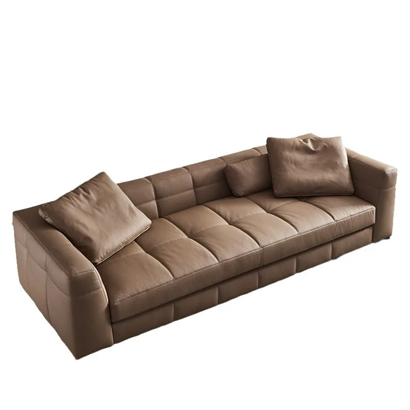 

Диван из воловьей кожи. Современный минималистичный диван для гостиной. Прямой элитный диван.