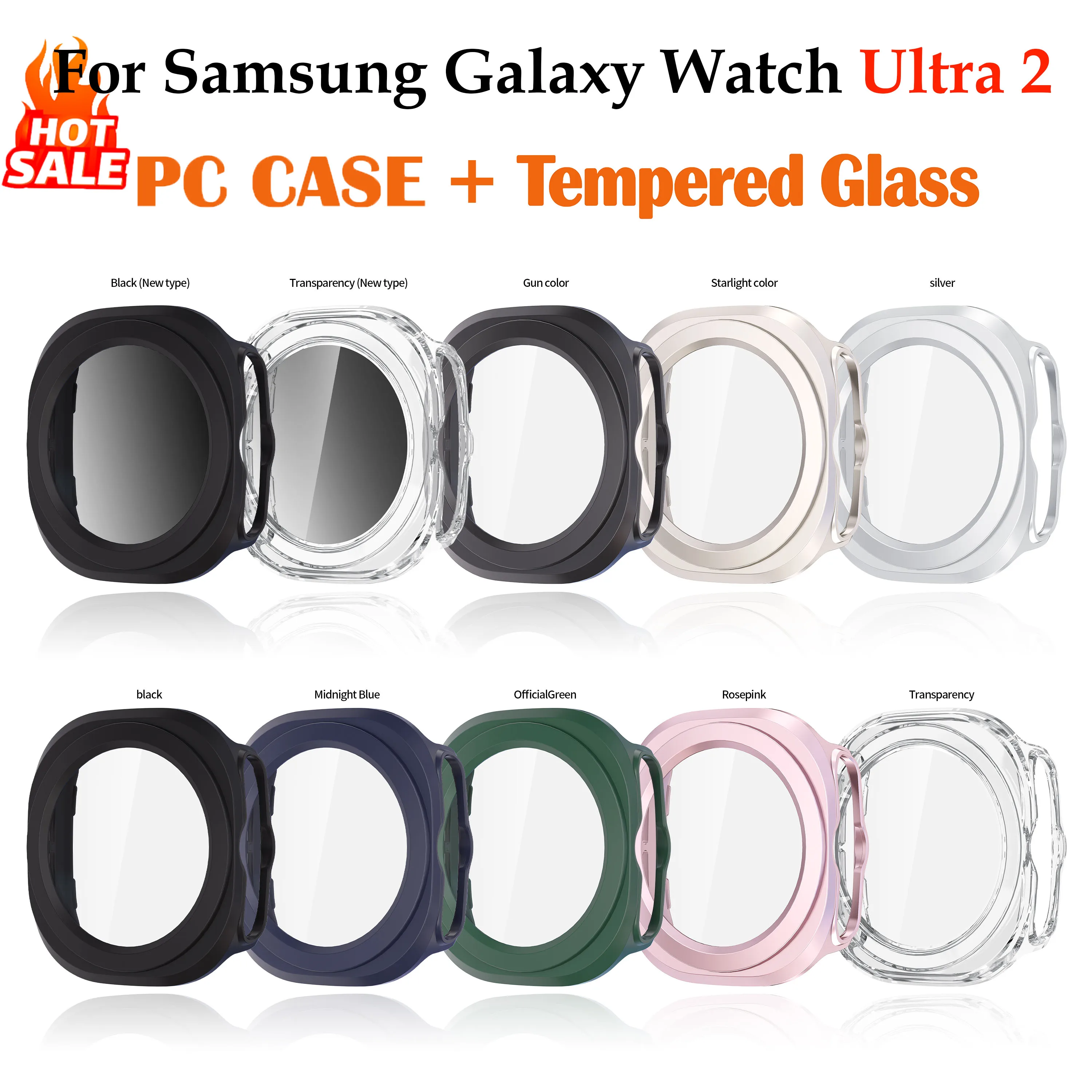 Screen Protector Cover for Samsung Galaxy Watch Ultra 2 Tempered Glass Hard PC Protective Bumper Galaxy Watch 7 Ultra 47mm Case