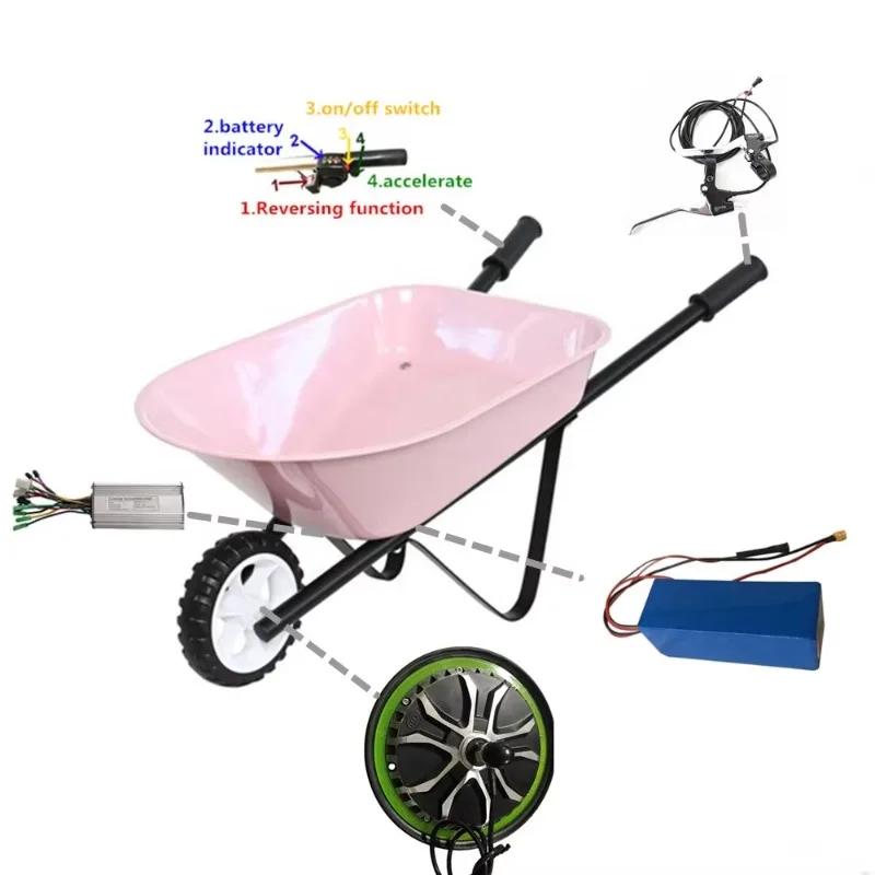 

3-6km/h 10inch electric wheelbarrow kit 48v 500w electric wheel barrow kit with 4.0 high quality tire and tube